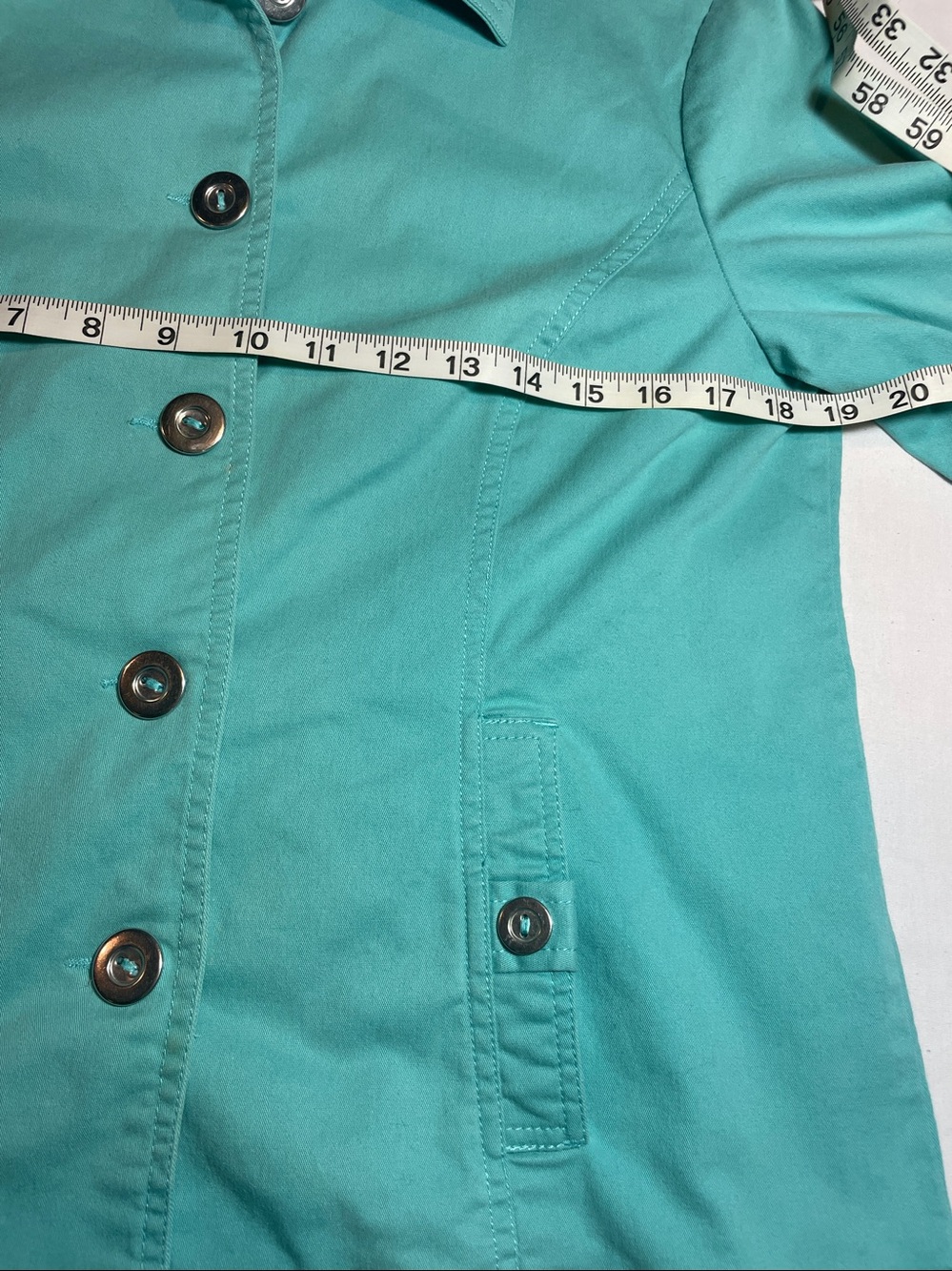 Draper’s & Damon’s Aqua Button-Front Jacket - Picture 4 of 7